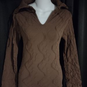 Brown Scala Seamless crinkled mock hoodie